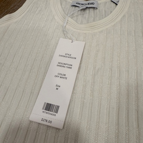 Veronica Beard Sandra Tank Ribbed Sleeveless Top Off White Knit Medium - Picture 4 of 12